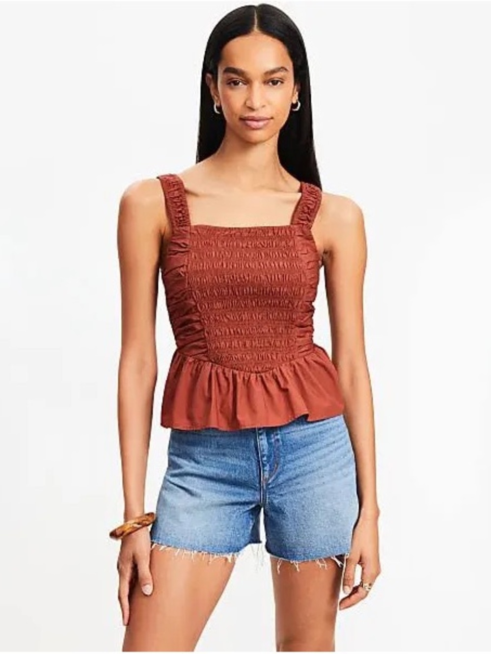 LOFT- Copper Peplum Tank Top - Women's Casual Summer Top